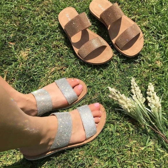 Rose Gold Bling Bling Rhinestone Sandal Slide - Picture 7 of 8